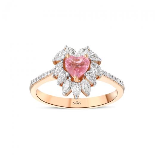 Brillantring zus. ca. 1,11 ct. Diamant-Turmalin-Ring